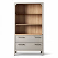 Wooden bookcase with two drawers and open shelves in gray finish 80 x 40 x 160cm