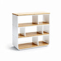 Wood and white storage shelf with four compartments 80 x 30 x 80cm