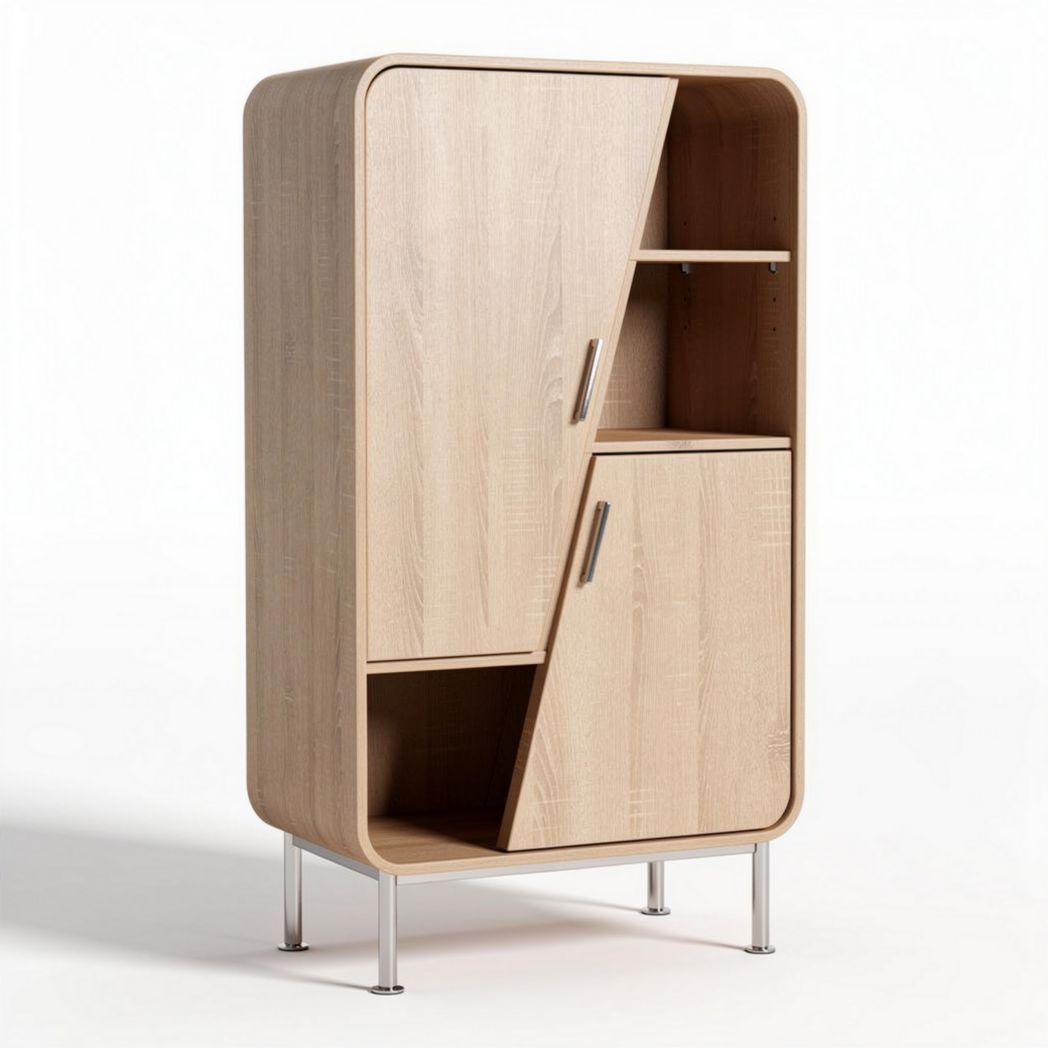 Wooden storage cabinet with adjustable shelves and minimalist design 80 x 40 x 150cm