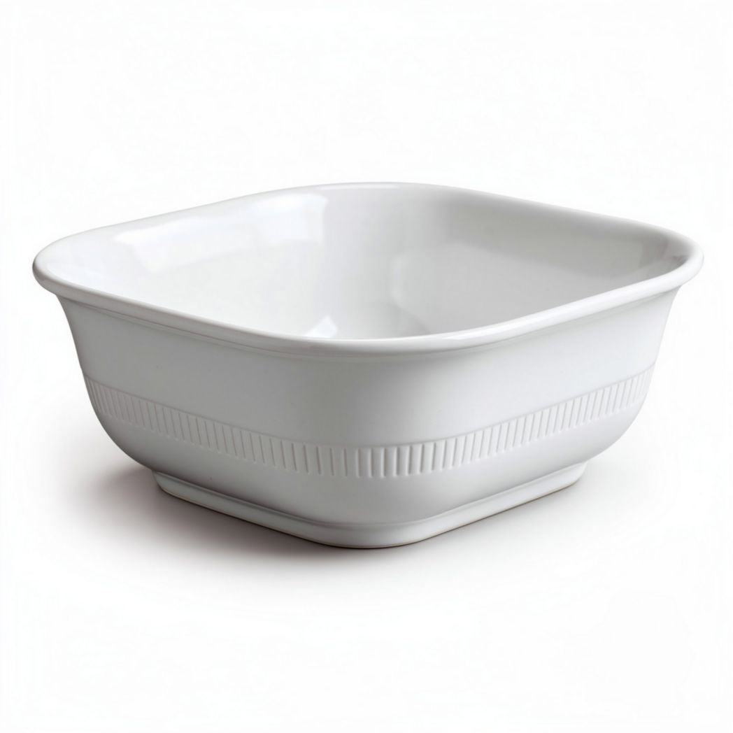 Square porcelain serving bowl for kitchen use 20 x 20 x 7cm white